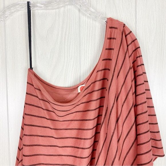 Free People Beach | One Shoulder Pink Striped Beach Dress Size Large - Picture 3 of 9